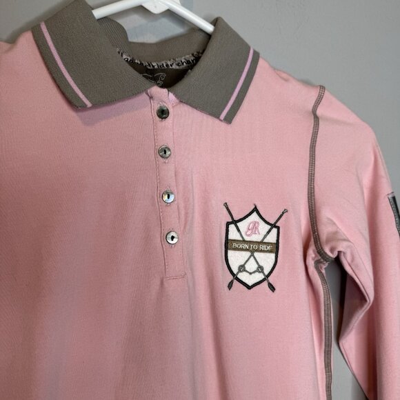 Goode rider Youth Girls Champion Polo Long Sleeve Shirt 12 Pink Equestrian - Picture 4 of 11